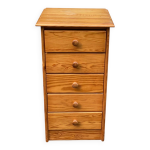 Commode scandinave buffet 5 tiroirs en bois massif 1980