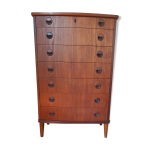 Commode, semainier en placage de teck