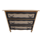 Commode de style en bois massif 3 tiroirs en bois naturel et noir avec tiro