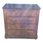 Commode style louis philippe en noyer et marbre dessus