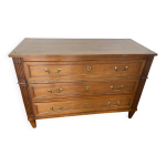 Commode de style louis xvi en noyer, 3 tiroirs.