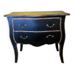 Commode de style no - louis xv , laque en noir , 2 tiroirs