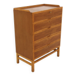 Commode  tallboy  scandinave en acajou, axel larsson, bodafors, sude, 1960