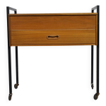 Commode  tiroirs en teck des annes 1960 bote  couture  roulettes