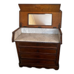 Commode de toilette xix e s en noyer et marbre style louis philippe
