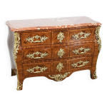 Commode tombeau en marqueterie de bois de violette, style transition louis xiv / louis xv 1re par