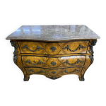 Commode tombeau style louis xv en marqueterie et marbre