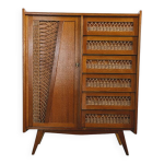 Commode vintage en bois et osier Commode vintage en bois et osier