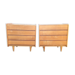 Commodes vintage (duo) en chne  4 tiroirs.