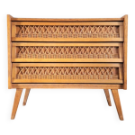Commode vintage en rotin, meuble ancien
