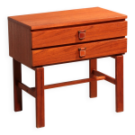 Commode vintage en teck avec poignées en cuir par fröseke nybrofabrik Commode vintage en teck avec poignées en cuir par fröseke nybrofabrik