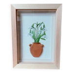 Composition aquarelle originale florale et argile faite main