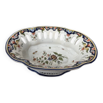 Compotier ajour en faence dcor floral, style quimper