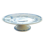 Compotier ancien lunville marguerite terre de fer dcor bleu et b