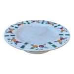 Compotier en c�ramique gien blanc � motifs de fruits