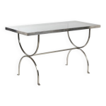 Console en acier bross et verre fum moderniste - 1970