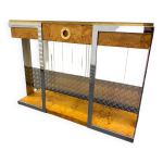 Console acier et loupe d orme vers 1970