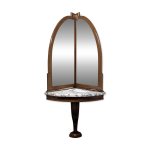 Console d'angle et son miroir art déco en noyer, france vers 1920 Console d'angle et son miroir art déco en noyer, france vers 1920