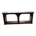 Console en chêne avec plateau marbre blanc 1970 Console en chêne avec plateau marbre blanc 1970