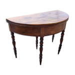 Console demi lune en noyer massif