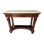 Console d poque restauration en acajou et marbre blanc