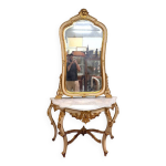 Console galbe style louis xv en bois dor et laqu