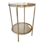 Console inox chrome et verre fum 1970