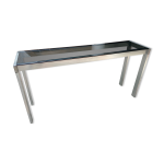 Console en inox et verre fum - 1970