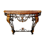 Console en marbre et fer forgé, xxe siècle Console en marbre et fer forgé, xxe siècle