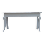 Console au piètement patiné gris coton, plateau blanchi Console au piètement patiné gris coton, plateau blanchi
