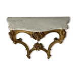 Console style louis xv, bois dore et marbre, xixme sicle