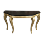 Console de style louis xv en bois sculpt  dessus bois noir cir