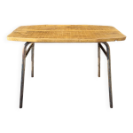 Console, table, bois brut, mtal, vintage