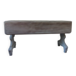 Console, table en noyer massif avec rallonges à rabats, patinée gris perle Console, table en noyer massif avec rallonges à rabats, patinée gris perle