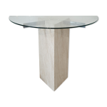 Console en travertin et verre vintage