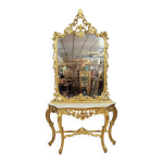 Console vénitienne et miroir style louis xv baroque en bois doré Console vénitienne et miroir style louis xv baroque en bois doré