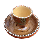 Coquetier � coupelle terre cuite alsacienne verniss�e faux bois