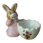 Coquetier forme lapin motif fleurs
