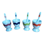 Coquetiers en porcelaine avec cuillres