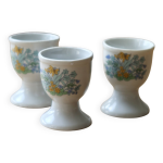 Coquetiers vintage porcelaine blanche motif fleuri
