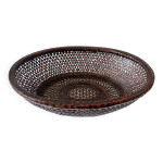 Corbeille japonaise ovale en vannerie laquée negoro (laque rouge sur fond noir) Corbeille japonaise ovale en vannerie laquée negoro (laque rouge sur fond noir)