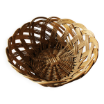 Corbeille sur pied ronde vintage osier clair