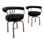 La corbusier, paire de fauteuil lc7 dition cassina