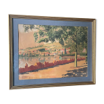 A. cordeau  promenade autour du lac  aquarelle