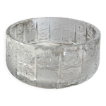 Coupe centre de table saladier vintage, en cristal de bohme. motifs toils / pointes de diamant