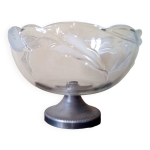 Coupe en cristal et pate de cristal avec pied en tain