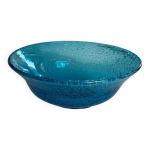 Coupe dcorative en verre bull bleu verre souffl bouche artisanal