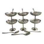Coupes à glace en inox sur pied avec cuillères Coupes à glace en inox sur pied avec cuillères