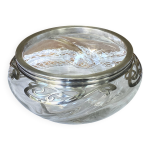 Coupe, saladier art nouveau en cristal et mtal argent, 1900