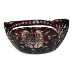 Coupe, saladier en cristal overlay fleuri
